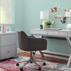 Kirklands Home Office Furniture|2-Drawer X-Frame Desk Gray