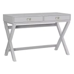 Kirklands Home Office Furniture|2-Drawer X-Frame Desk Gray