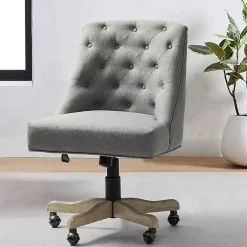 Kirklands Home Office Furniture|Dylan Upholstered Office Chair Gray