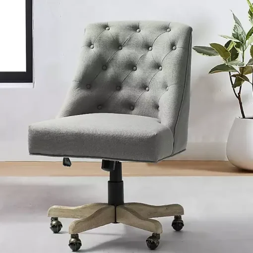 Kirklands Home Office Furniture|Dylan Upholstered Office Chair Gray