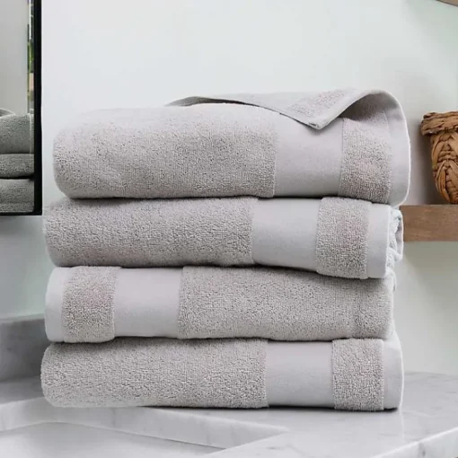 Kirklands Home Bath Towels|Essential Cotton Bath Towels, Set of 4 Gray
