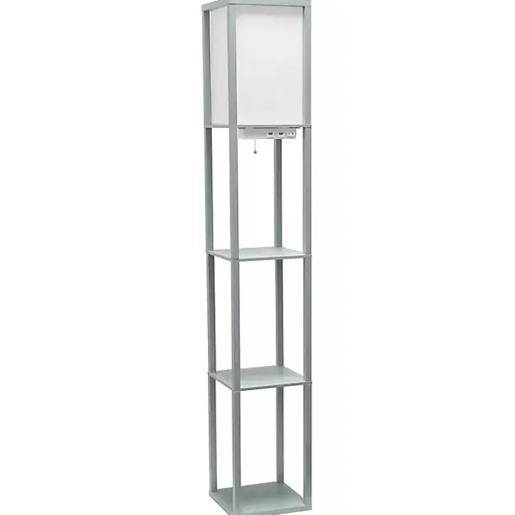 Kirklands Home Floor Lamps|Etagere Shelf Charging Floor Lamp Gray