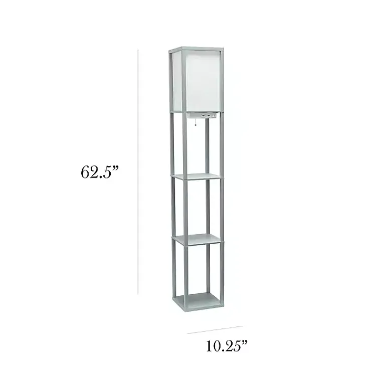 Kirklands Home Floor Lamps|Etagere Shelf Charging Floor Lamp Gray