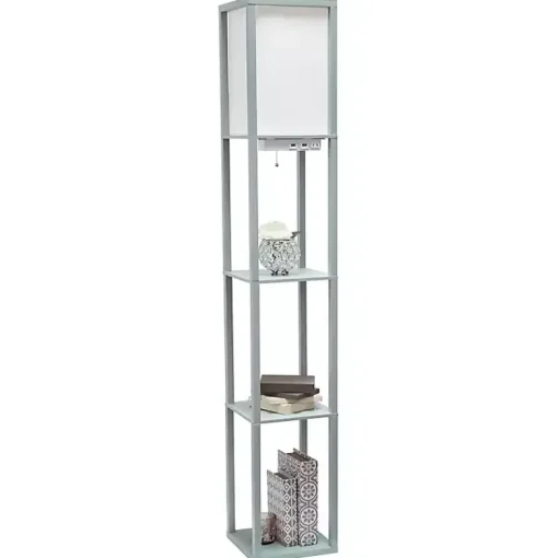 Kirklands Home Floor Lamps|Etagere Shelf Charging Floor Lamp Gray