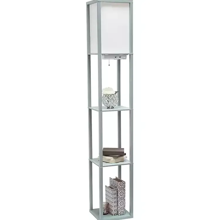Kirklands Home Floor Lamps|Etagere Shelf Charging Floor Lamp Gray