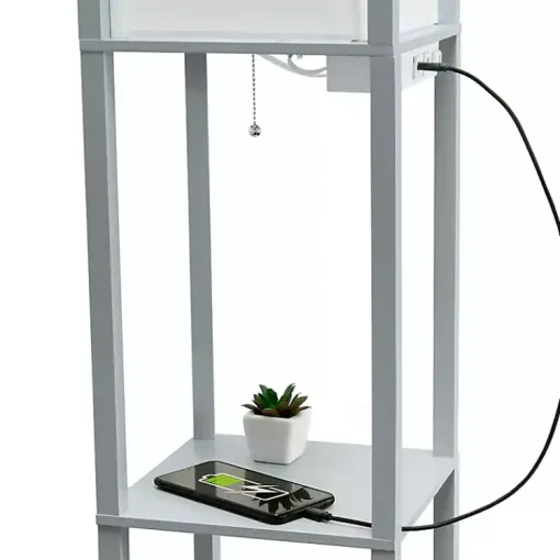 Kirklands Home Floor Lamps|Etagere Shelf Charging Floor Lamp Gray