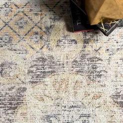 Kirklands Home Area Rugs|Gray Faded Medallion Washable Area Rug, 4x6