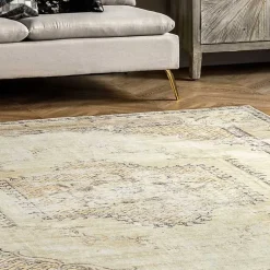 Kirklands Home Area Rugs|Gray Faded Medallion Washable Area Rug, 4x6