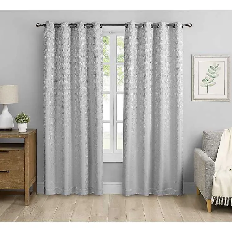 Kirklands Home Curtains & Drapes|Fans Blackout Curtain Panel Set, 84 in. Gray