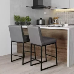 Kirklands Home Bar Stools & Counter Height Stools|Faux Leather Armless Counter Stool Gray