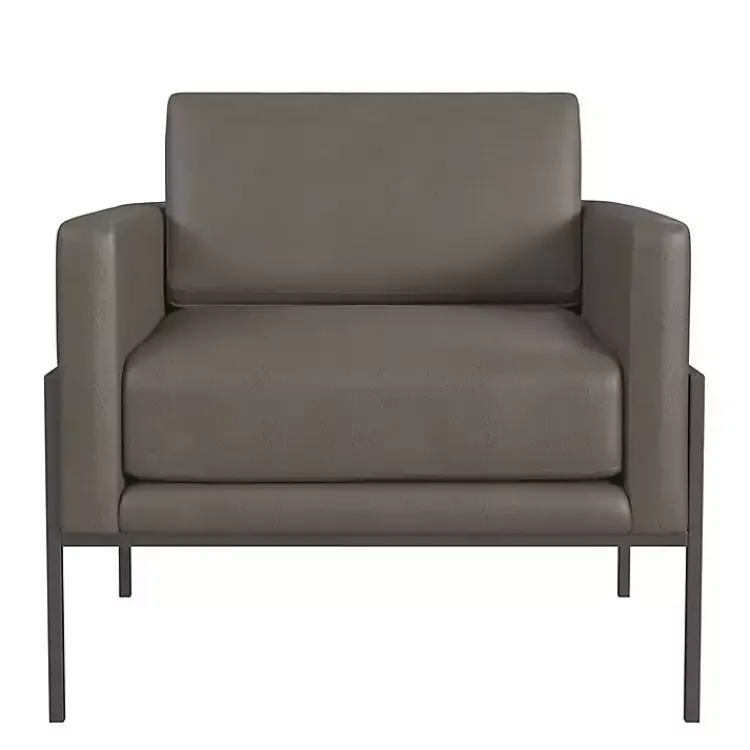 Kirklands Home Accent Chairs|Faux Leather Black Metal Accent Chair Gray