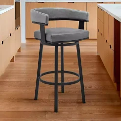 Kirklands Home Bar Stools & Counter Height Stools|Faux Leather Lorin Swivel Counter Stool Gray