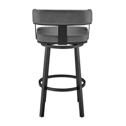 Kirklands Home Bar Stools & Counter Height Stools|Faux Leather Lorin Swivel Counter Stool Gray
