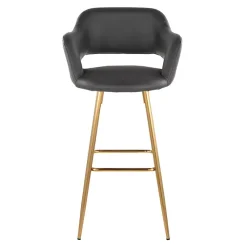 Kirklands Home Bar Stools & Counter Height Stools|Faux Leather Marge Bar Stools, Set of 2 Gray