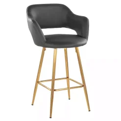 Kirklands Home Bar Stools & Counter Height Stools|Faux Leather Marge Counter Stools, Set of 2 Gray