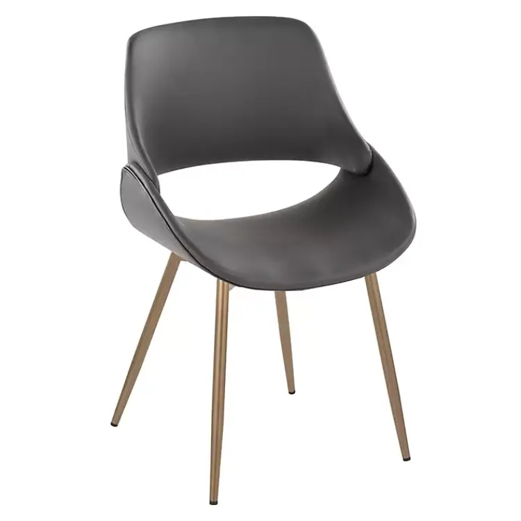 Kirklands Home Accent Chairs|Faux Leather Scooped Accent Chairs, Set of 2 Gray