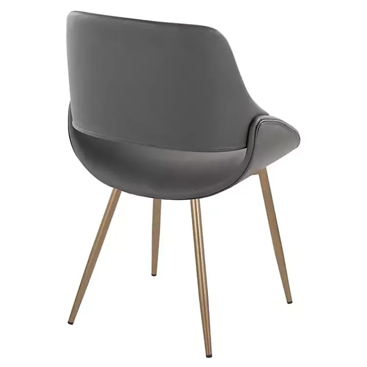 Kirklands Home Accent Chairs|Faux Leather Scooped Accent Chairs, Set of 2 Gray