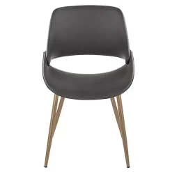 Kirklands Home Accent Chairs|Faux Leather Scooped Accent Chairs, Set of 2 Gray