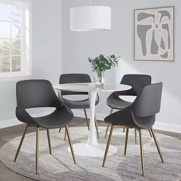 Kirklands Home Accent Chairs|Faux Leather Scooped Accent Chairs, Set of 2 Gray