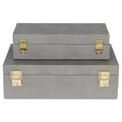 Sale Faux Shagreen Decorative Boxes, Set of 2 Baskets & Boxes