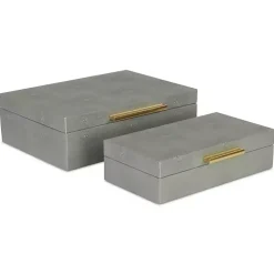 Sale Faux Shagreen Decorative Boxes, Set of 2 Baskets & Boxes
