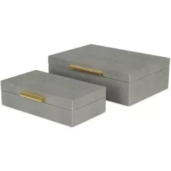 Sale Faux Shagreen Decorative Boxes, Set of 2 Baskets & Boxes