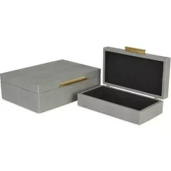 Sale Faux Shagreen Decorative Boxes, Set of 2 Baskets & Boxes
