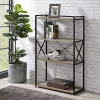 Kirklands Home Bookshelves|Gray Finish X Frame Open Shelf Bookcase