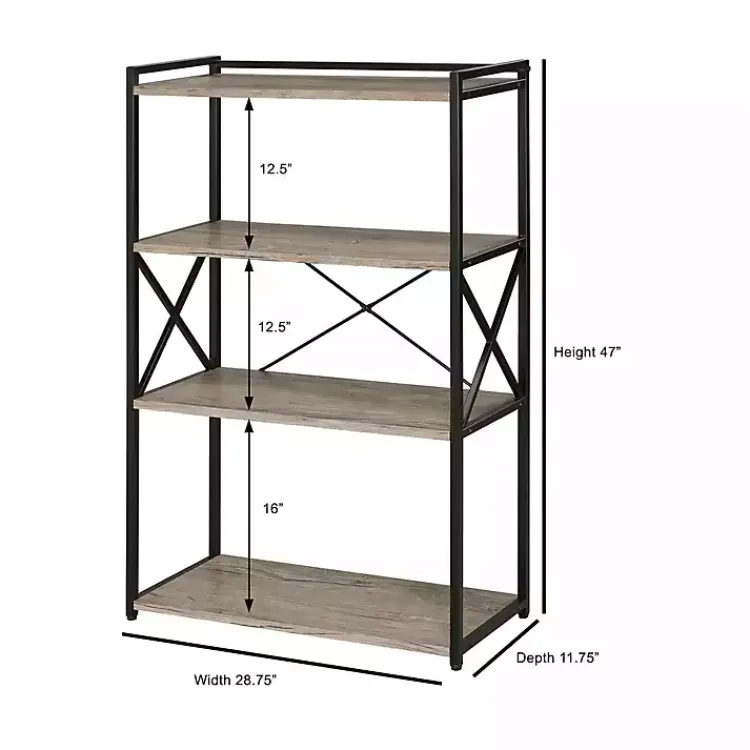Kirklands Home Bookshelves|Gray Finish X Frame Open Shelf Bookcase
