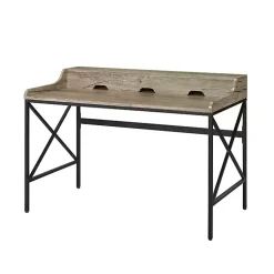 Kirklands Home Office Furniture|Gray Finish X Frame Wooden Hinged Top Desk