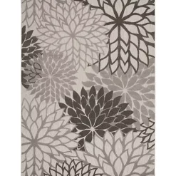 Kirklands Home Outdoor Rugs|Floral Burst Outdoor Area Rug, 7x10 Gray