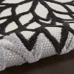 Kirklands Home Outdoor Rugs|Gray Floral Burst Round Outdoor Area Rug