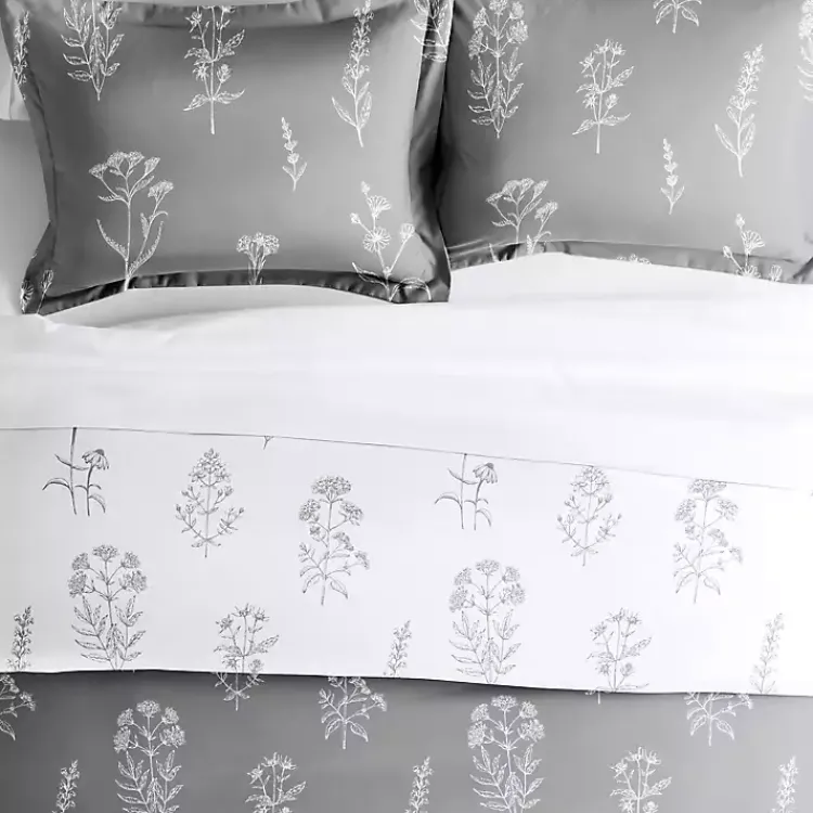 Kirklands Home Duvets|Gray Floral Reversible 2-pc. Twin Duvet Cover Set