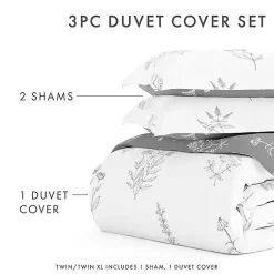 Kirklands Home Duvets|Gray Floral Reversible 2-pc. Twin Duvet Cover Set