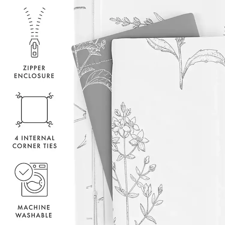 Kirklands Home Duvets|Gray Floral Reversible 2-pc. Twin Duvet Cover Set