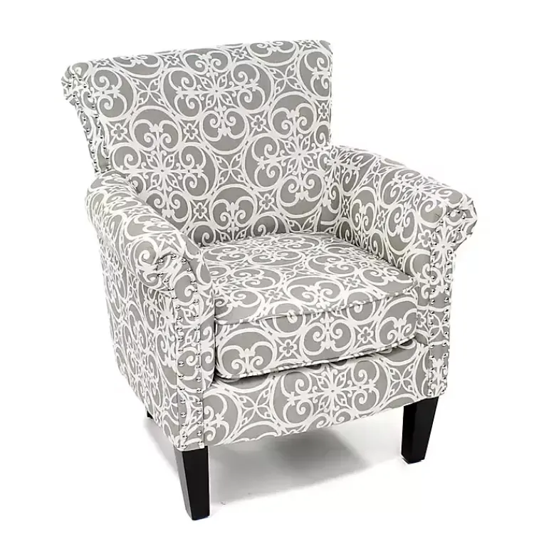 Kirklands Home Accent Chairs|Fretwork Accent Club Chair Gray