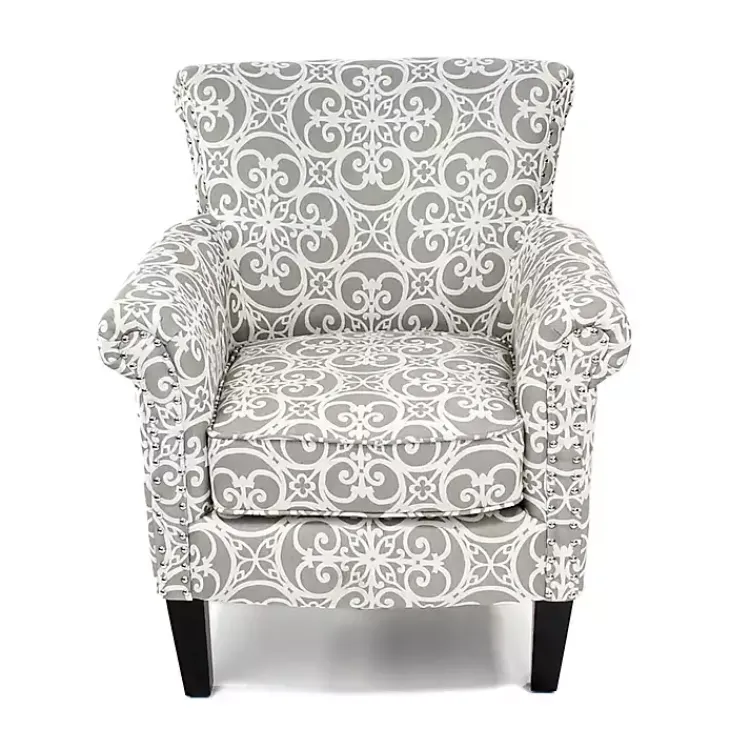 Kirklands Home Accent Chairs|Fretwork Accent Club Chair Gray