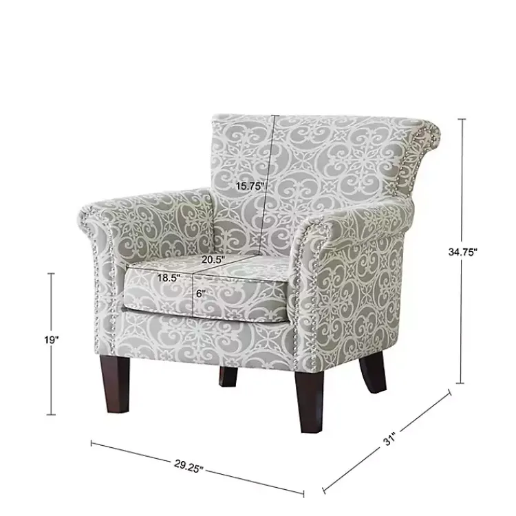 Kirklands Home Accent Chairs|Fretwork Accent Club Chair Gray