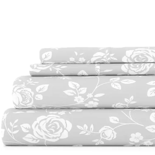 Kirklands Home Bed Sheets|Garden 4-pc. Queen Sheet Set Gray