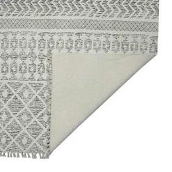 Kirklands Home Area Rugs|Gray Geo Stripes Tassel Fringe Area Rug, 5x7