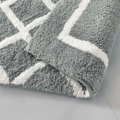 Kirklands Home Bathroom Rugs|Gray Geometric Pattern Reversible Bath Mat, 60 in.