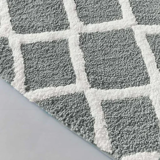 Kirklands Home Bathroom Rugs|Gray Geometric Pattern Reversible Bath Mat, 60 in.