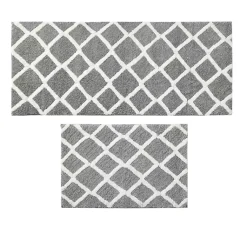 Kirklands Home Bathroom Rugs|Gray Geometric Pattern Reversible Bath Mat, 60 in.