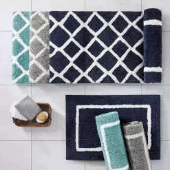 Kirklands Home Bathroom Rugs|Gray Geometric Pattern Reversible Bath Mat, 60 in.