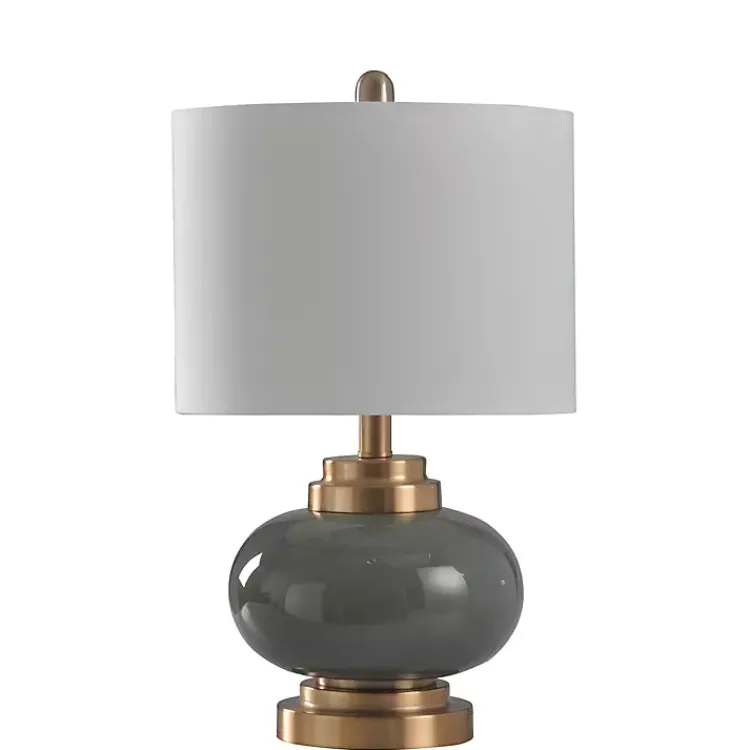 Kirklands Home Table Lamps|Gray Glass and Copper Metal Table Lamp White