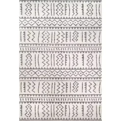 Kirklands Home Outdoor Rugs|Gretchen Tribal Outdoor Area Rug, 5x8 Gray