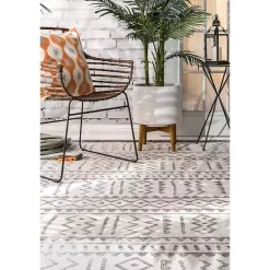 Kirklands Home Outdoor Rugs|Gretchen Tribal Outdoor Area Rug, 5x8 Gray