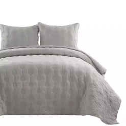 Kirklands Home Quilts|Hexagon Honeycomb 3-pc. Cali King Quilt Set Gray