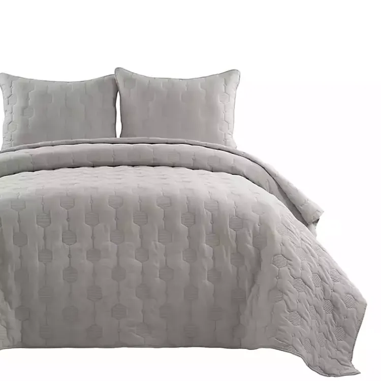Kirklands Home Quilts|Hexagon Honeycomb 3-pc. Cali King Quilt Set Gray