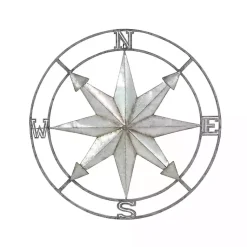 Kirklands Home Outdoor Wall Decor|Gray Iron Compass Outdoor Plaque Silver